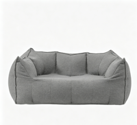 Canapé-lit paresseux tendance en tissu peluche Teddy style crème, avec éponge hautement élastique amovible et lavable, pour salon et balcon