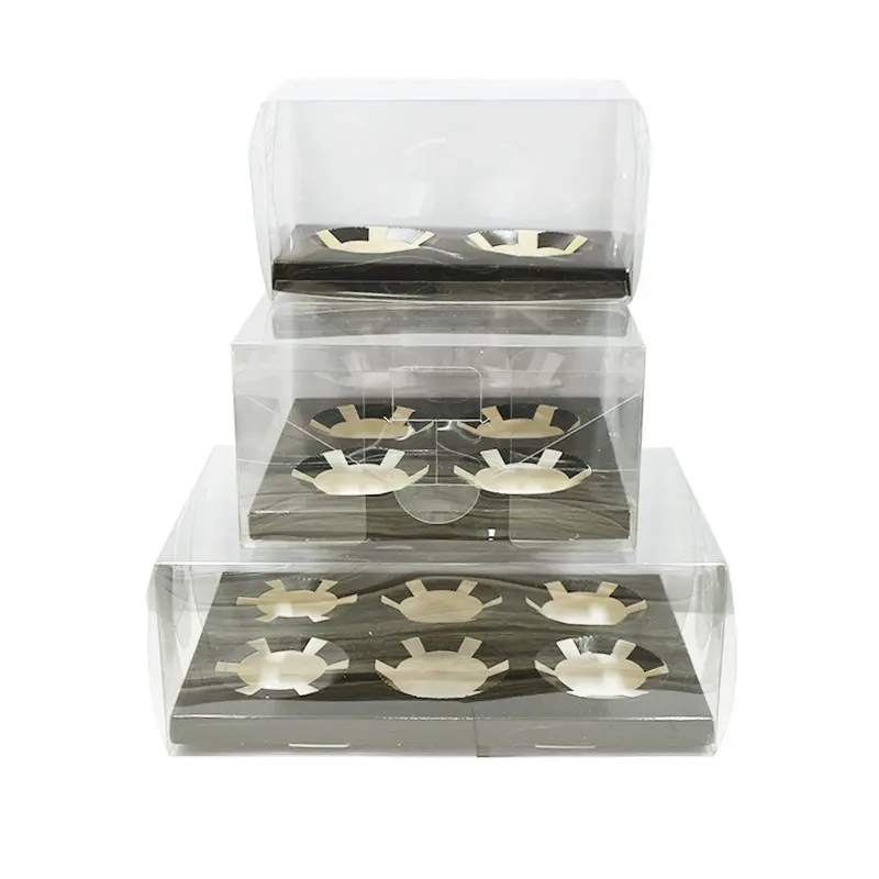 4 / 6 / 8 can be customized Transparent PET covered white cardboard Cupcake Muffin box can take away the party tray