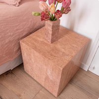 Table d'appoint moderne minimaliste en marbre, table basse design pour hôtel, chambre, salon, table de chevet avec rangement, écologique et durable