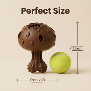 Jouet à mâcher interactif personnalisable pour animaux de compagnie, distributeur de friandises en forme de champignon en caoutchouc, pour nettoyer les dents, jouet à mâcher résistant pour chiens agressifs - Product Image 2