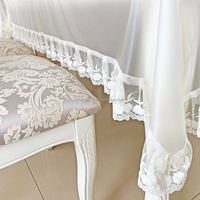 Housse de table en PVC, translucide, décoratif, personnalisé, avec bord en dentelle blanche, pièces