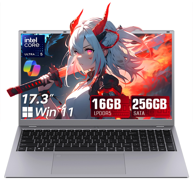 Intel Core Ultra 5 115U Laptop 17.3 Inch Large Display 16GB DDR5 256GB SATA SSD AI Office Desktop PC Notebook Computador
