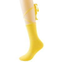 Chaussettes de compression respirantes pour jeunes, sportives, pour yoga, danse, pilates, en polaire, hautes jusqu'à la cuisse, avec sangle de maintien pour le yoga