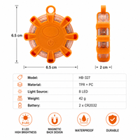 Lampe de sécurité routière à LED HB-327 alimentée par batterie, 8 LED, matériau PC, protection IP44, fixation magnétique, non réfléchissante, avertissement routier