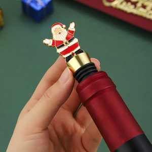 Santa Claus <b>Wine</b> Stopper Gold And Silver Metal Christmas Holiday Gift - Product Image 3