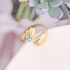 Europa y los Estados Unidos transfronterizos nueva piedra <span class=keywords><strong>natural</strong></span> anillo de acero inoxidable <span class=keywords><strong>metal</strong></span> geométrico señoras anillo moda INS joyería - Product Image 3