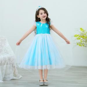 2019 fashion sequin sleeveless dress <span class=keywords><strong>frozen</strong></span> for kids party - Product Image 3