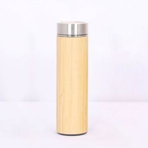 Botellas de Agua con Aislamiento Térmico de Doble Pared de Acero Inoxidable y Bambú Natural, Libres de BPA, a Prueba de Fugas, con Aislamiento Térmico de 12-24 Horas para Té - Product Image 2