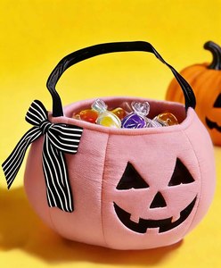 Sacs à bonbons d'Halloween en forme de <span class=keywords><strong>citrouille</strong></span>, paniers de bonbons pastel Jack-o'-lantern avec nœud en ruban, seaux à bonbons d'Halloween pour enfants - Product Image 6