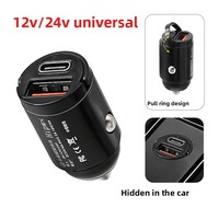 Mini 30W 2in1 chargeur de voiture PD Type C USB charge rapide adaptateur en alliage d'aluminium universel pour téléphones mobiles ordinateurs portables 12V-24V