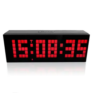 Jam Alarm Meja Dinding, Jumlah Besar Jumbo LED Snooze Penghitung Waktu Mundur dengan Kalender Piksel