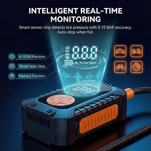 미니 무선 플라스틱 타이어 공기주입기 150PSI 고출력 22L/MIN 3600mAh 에어 컴프레서 디지털 압력계 보조배터리 기능 - Product Image 4