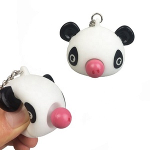 Fancy Dễ Thương Nhựa Mềm PVC 3D Động Vật Gấu Gấu Trúc Con Hổ Bóp Pop Mũi Keychain Vòng Chìa Khóa - Product Image 2