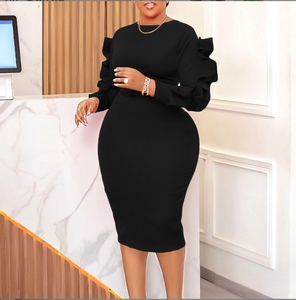 Nouvelle <span class=keywords><strong>robe</strong></span> à manches longues élégante et à la mode de grande <span class=keywords><strong>taille</strong></span> pour femmes africaines - Product Image 2