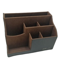 Organisateur de bureau multifonction en cuir LG8135, boîte de rangement pour stylos, télécommande, avec trou USB