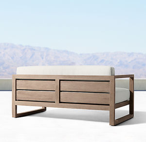 Ensemble de meubles de patio en bois massif de luxe antique pour l'extérieur, canapé d'angle en teck en forme de L, lit de jardin - Product Image 4