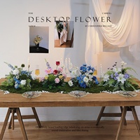 Décoration de table haut de gamme en tissu de soie fait main, imperméable, avec arrangement floral artificiel et plante verte pour un décor de bureau moderne