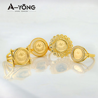 Bagues en cuivre, zircon et laiton de haute qualité, faites à la main, en forme de pièce de monnaie, bijoux en or 18 carats