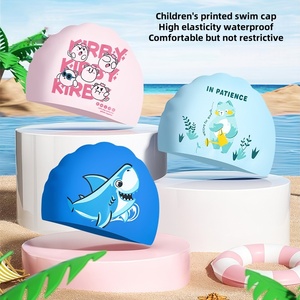 Bonnet de bain en silicone pour enfants, dessin animé, imperméable, <span class=keywords><strong>protection</strong></span> des oreilles, <span class=keywords><strong>bandeau</strong></span> doux, design mignon pour garçons et filles, cheveux longs, <span class=keywords><strong>natation</strong></span> - Product Image 2