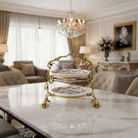 Plateau à fruits en cuivre de style classique avec décoration en porcelaine, écologique, pour salon, bol à bonbons en céramique, accessoires en laiton