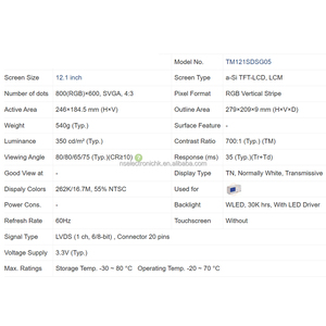 TM121SDSG05 จอแสดงผล LCD อุตสาหกรรมขนาด 12.1 นิ้วสำหรับระบบอัตโนมัติในโรงงาน HMI ของแท้พร้อมส่ง - Product Image 2