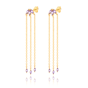 Pendientes de Cadena de Lujo Estilo Ins con Borlas y Circonitas Ojo de Caballo de Plata de Ley, Moda Europea y Americana ROXI - Product Image 2