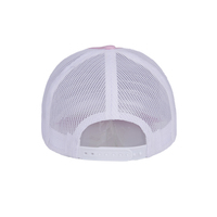 Casquettes de camionneur personnalisées en gros de haute qualité avec patch uni rose bicolore, broderie drapeau américain et étiquette privée