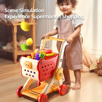 Ensemble de jouets de supermarché à domicile à quatre roues unisexe, chariot de courses miniature en plastique pour enfants, jeu de simulation de légumes, cuisine miniature