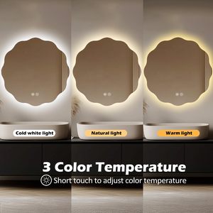 Miroir de salle de bain LED à commande vocale fonctionne avec Alexa, fonctionnement mains libres pour la lumière et le désembuage - Product Image 4