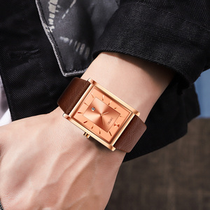 Montre chronographe carrée pour homme, montre-bracelet de luxe en cuir et acier, montre à quartz étanche 30M - Product Image 2