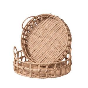 Handmade Round Woven <b>Basket</b> Small Size For Food <b>Storage</b> Desktop Organizer Natural Rattan Craft <b>Basket</b> - Product Image 2