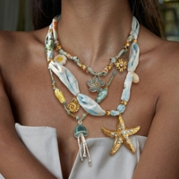 Sea Star Bohemian Vacation Beach Damesmodeketting van roestvrij staal, geschikt voor cadeau geven, feesten, dagelijkse vakantie