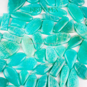 Cabochons ovales plats en amazonite verte naturelle certifiée Kirti Impex, pierres semi-précieuses en vrac pour la création de bijoux DIY - Product Image 2