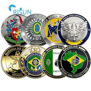 Souvenirs personnalisés Brésil, carte du Brésil avec drapeau, médaille des forces armées, pièces commémoratives, pièce <span class=keywords><strong>de</strong></span> défi personnalisée Brésil - Product Image 1