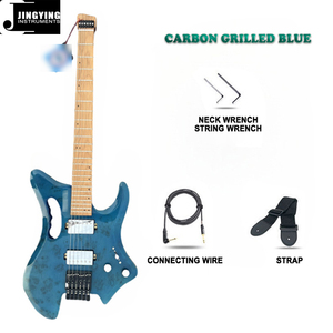 Guitares électriques sans tête Jingying 2025 <span class=keywords><strong>haut</strong></span> <span class=keywords><strong>de</strong></span> <span class=keywords><strong>gamme</strong></span> en carbone coloré avec micros en aluminium nickel-cobalt, instruments à cordes - Product Image 4