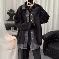 Pull à coutures en denim style American Century pour homme Veste deux pièces décontractée Cardigan tricoté ample pour la mode d'automne