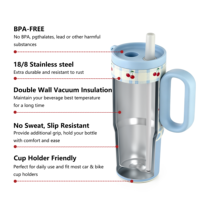 Gobelet isotherme en acier inoxydable avec paille et poignée, à double paroi, anti-fuite, pour les fêtes de Noël, idéal comme cadeau d'hiver