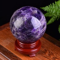Boule d'améthyste naturelle, améthyste de rêve, pierre brute, boule de cristal polie, emballage en boîte de papier chinoise, artisanat pour entrée et salon