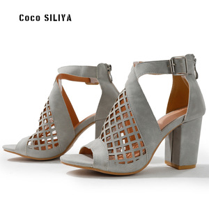 Sandales à talons Coco SILIYA, bout ouvert, talon épais, hauteur moyenne, respirantes, avec bride arrière, chaussures pour femmes - Product Image 3