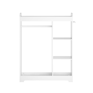 Kids Dress <strong>up</strong> Storage with Mirror&amp;Hooks, Wooden Clothes Rack, Hanging Rod, Shelves Organizer for Playroom Bedroom Nursery White - Product Image 6