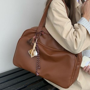 กระเป๋าโท้ทความจุขนาดใหญ่สำหรับผู้หญิงสีน้ำตาลสีทึบกันน้ำปิดซิปกระเป๋าเดินทางเพื่อการพักผ่อนฤดูใบไม้ร่วงปี 2024 - Product Image 1