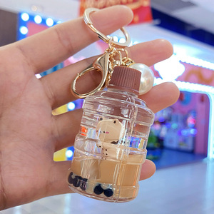 Dầu Đầy Trà Sữa Gấu Bong Bóng Trà Sữa Cốc Cà Phê Màu Gấu <span class=keywords><strong>Keychain</strong></span> Cát Chai Acrylic Mặt Dây Chuyền - Product Image 3