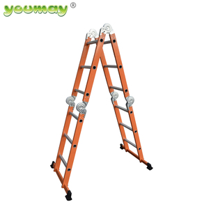 Extension d'échelle à escabeau A Frame 4x3 14 FT Échelle pliante <span class=keywords><strong>de</strong></span> stockage multi-positions antidérapante 330 Lbs Charge <span class=keywords><strong>de</strong></span> sécurité Maison Intérieur Extérieur - Product Image 5