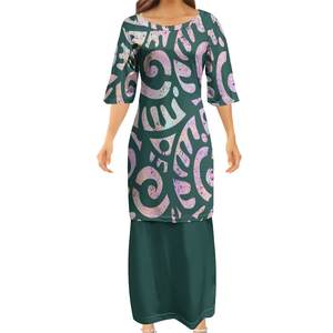 Recién llegados, ropa personalizada de la isla del Pacífico, conjunto de Samoa Tribal Polinesia Puletasi Ptaha, Top largo y faldas para mujer, conjuntos de 2 piezas - Product Image 1