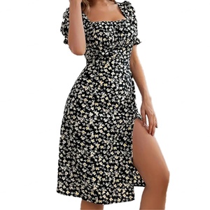 Vestido Casual Midi de Manga Corta con Estampado Floral Fresco, Ecológico, de Alta Calidad, Personalizado al por Mayor OEM/ODM - Product Image 2