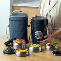Thermos en acier inoxydable 4 couches 2,3 L isolé Bento Tiffin Boîte à lunch pour aliments chauds