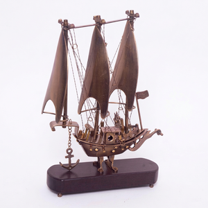 Escultura de Velero Hecha a Mano en Acero Inoxidable, Figuras de Arte Metálico Tradicionales, Decoración para Mesa, Decoración para Sala de Estar - Product Image 1
