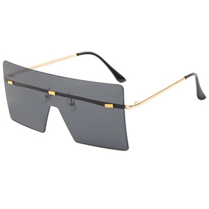Unisex Frameless <b>Sunglasses</b> Gold Metal PC Lens UV400 Light Weight Square <b>Oversized</b> Style - Product Image 2