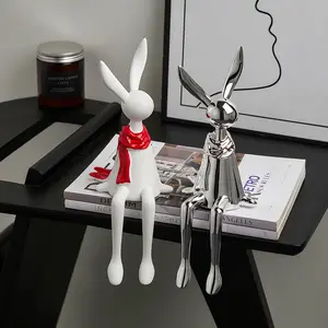가정 장식 선물 세트 데스크탑 개체 애니메이션 선물을위한 아크릴 토끼 수지 공예