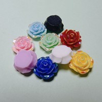 Rinfusa 100 pezzi bagliore In fiore rosa scuro cabochon 20MM luminoso rosa floreale perline a dorso piatto abbellito per la decorazione di album